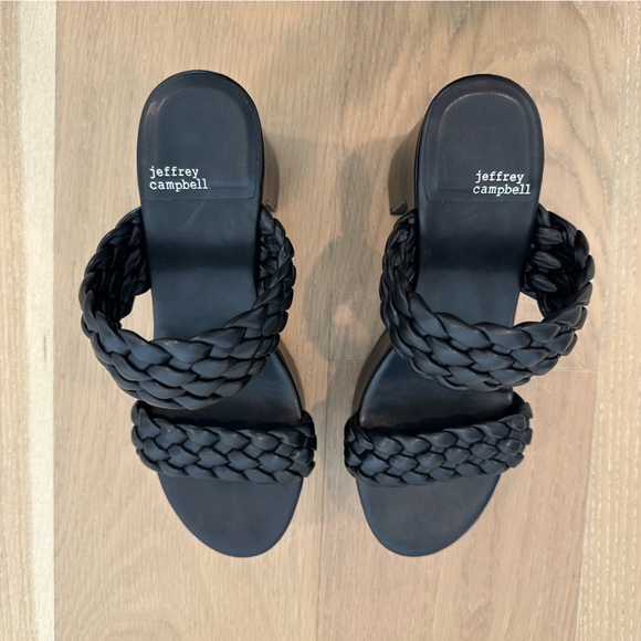 Jeffery Campbell Bamba Braided Platform Heels Black Womens Size 8 Chunky Sandals - Picture 13 of 15